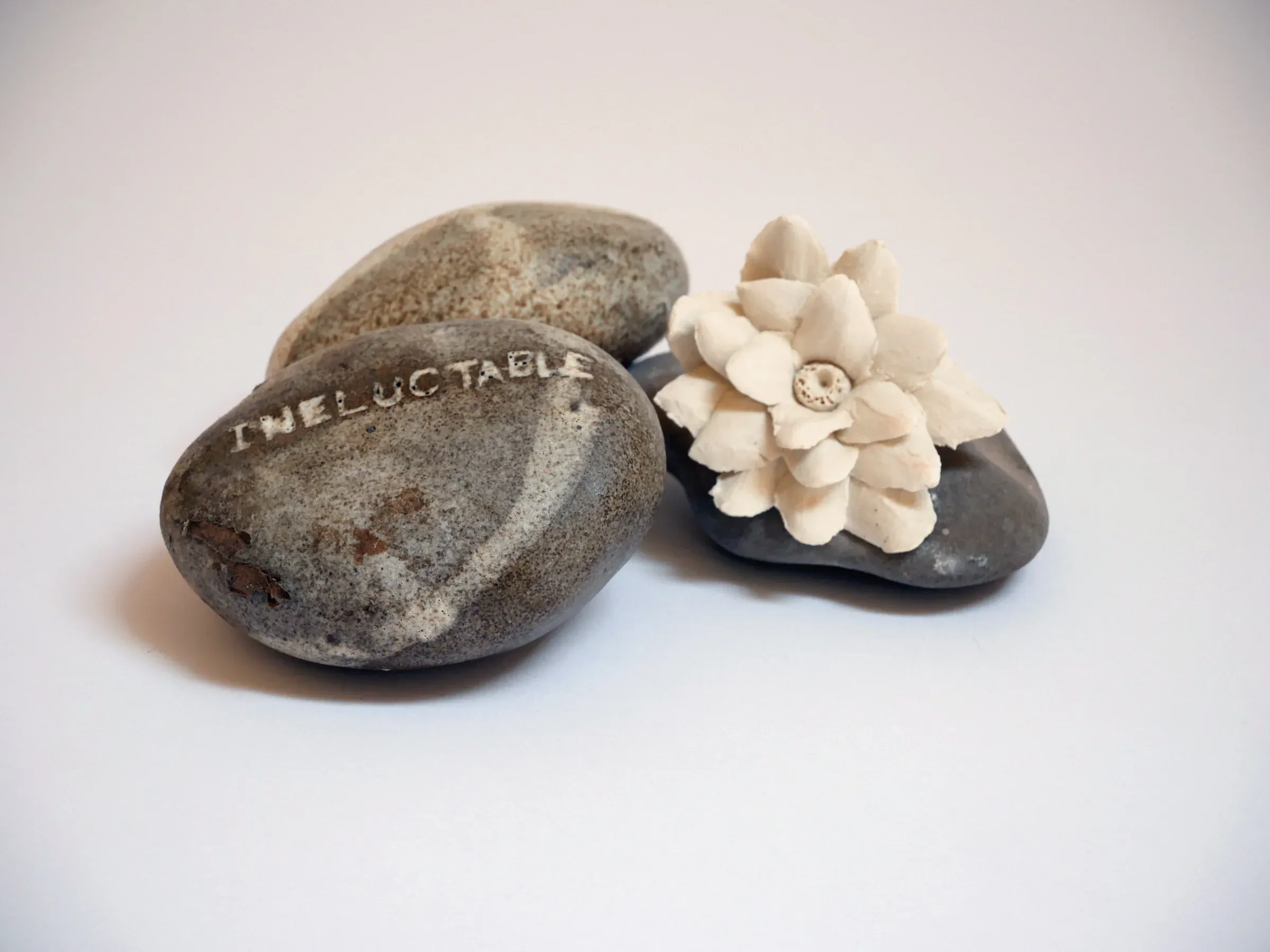 Ceramic Rocks with Porcelain Flower, T.L. Cheung